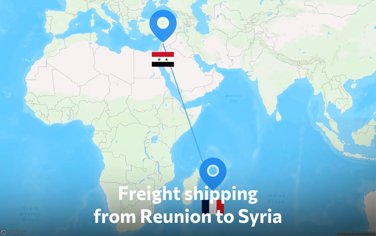 Shipping route from Reunion to Syria