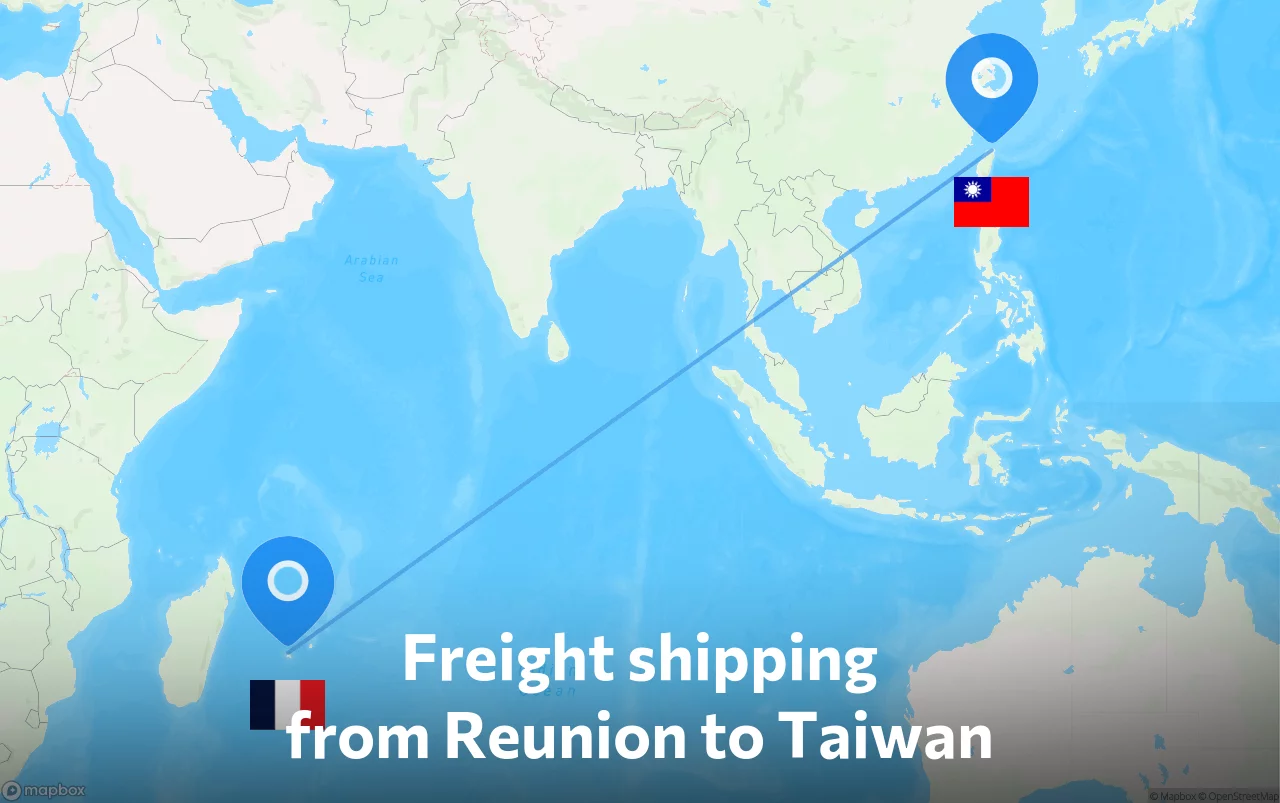 Shipping route from Reunion to Taiwan