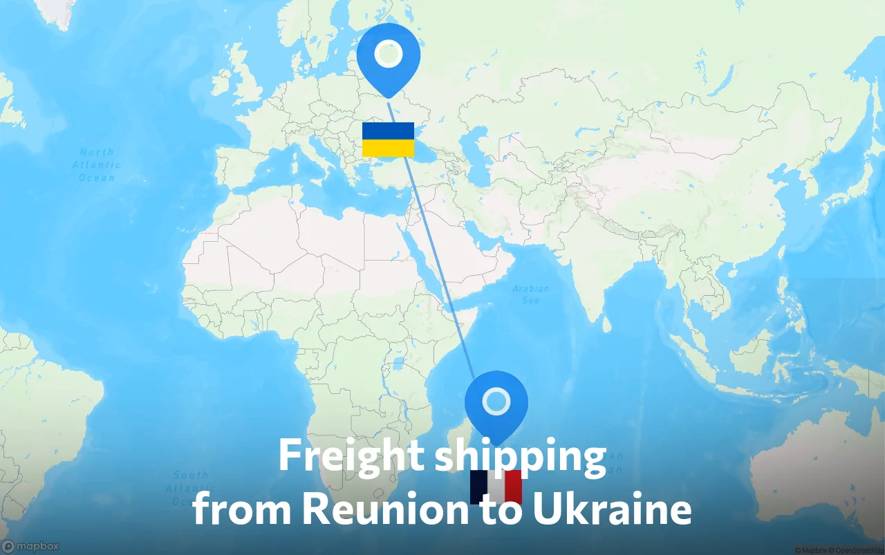 Shipping route from Reunion to Ukraine