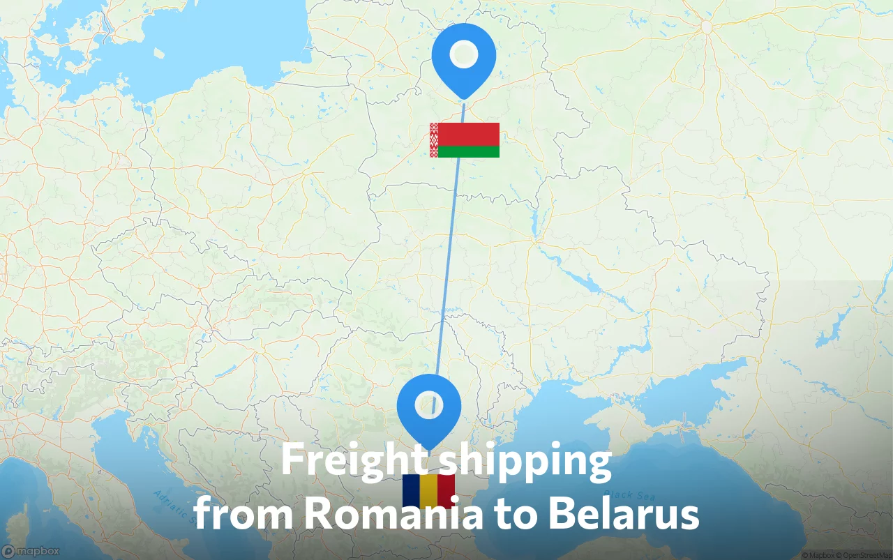 Shipping route from Romania to Belarus