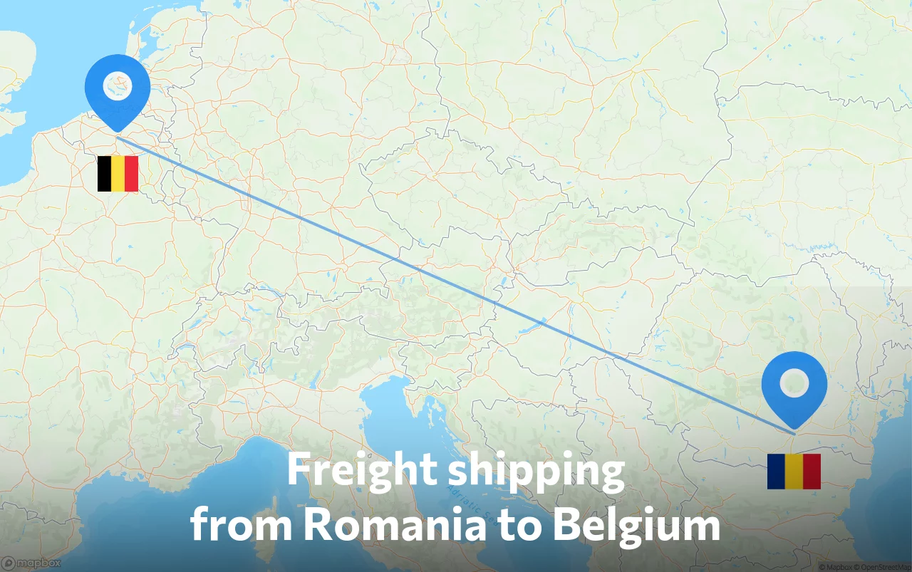 Shipping route from Romania to Belgium