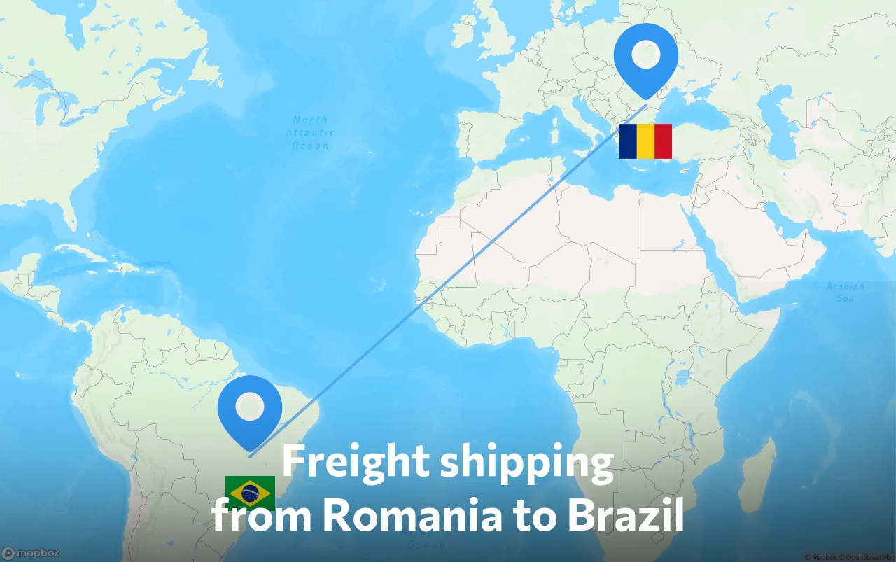 Shipping route from Romania to Brazil