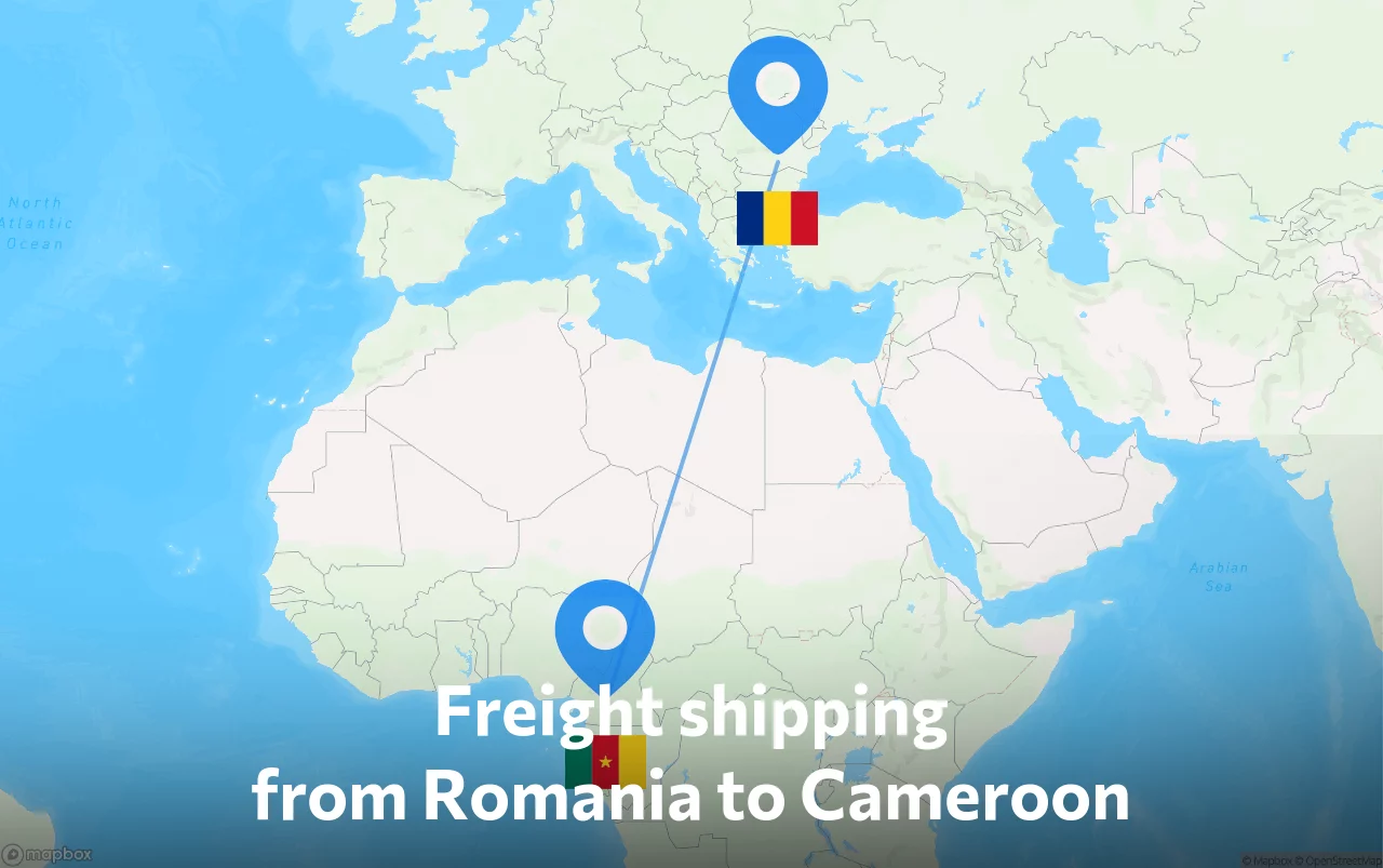 Shipping route from Romania to Cameroon