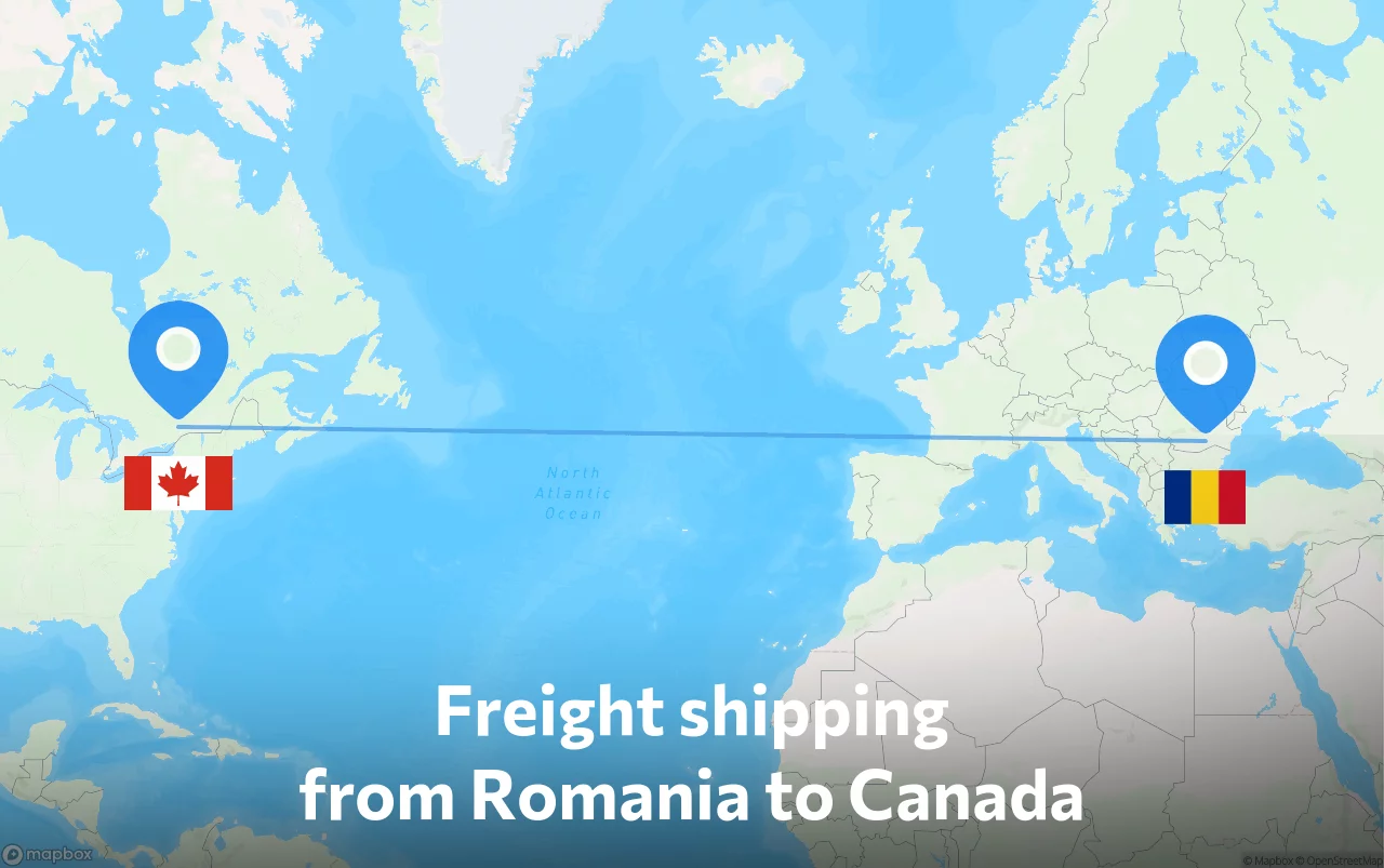Shipping route from Romania to Canada