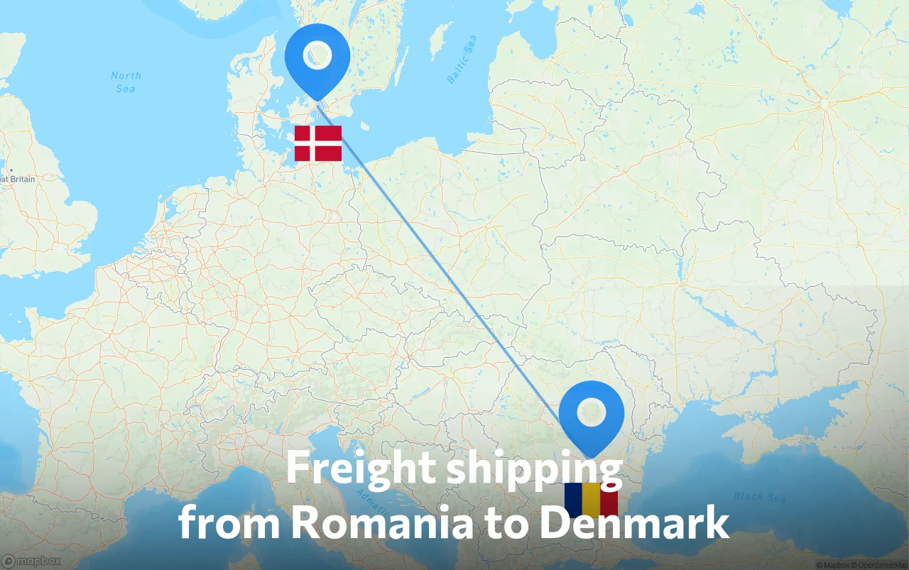 Shipping route from Romania to Denmark