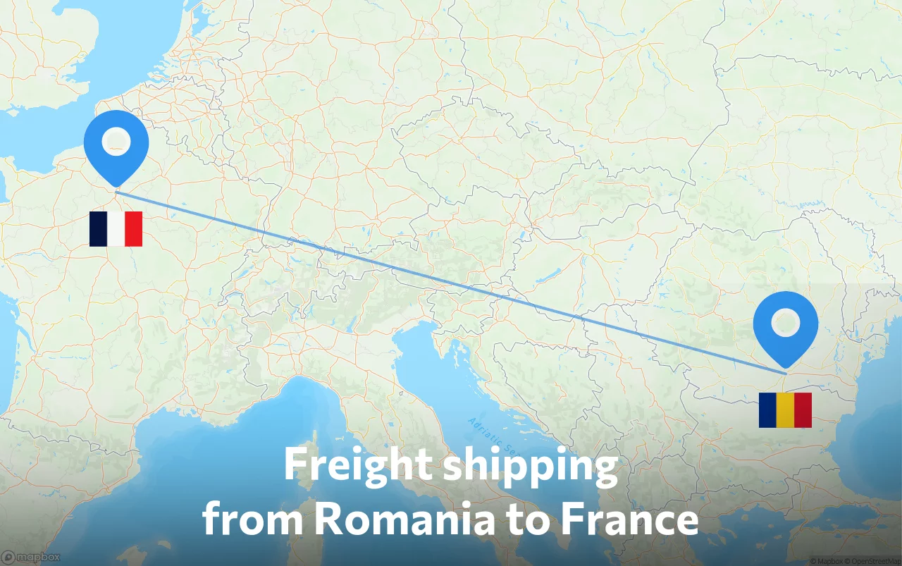 Shipping route from Romania to France