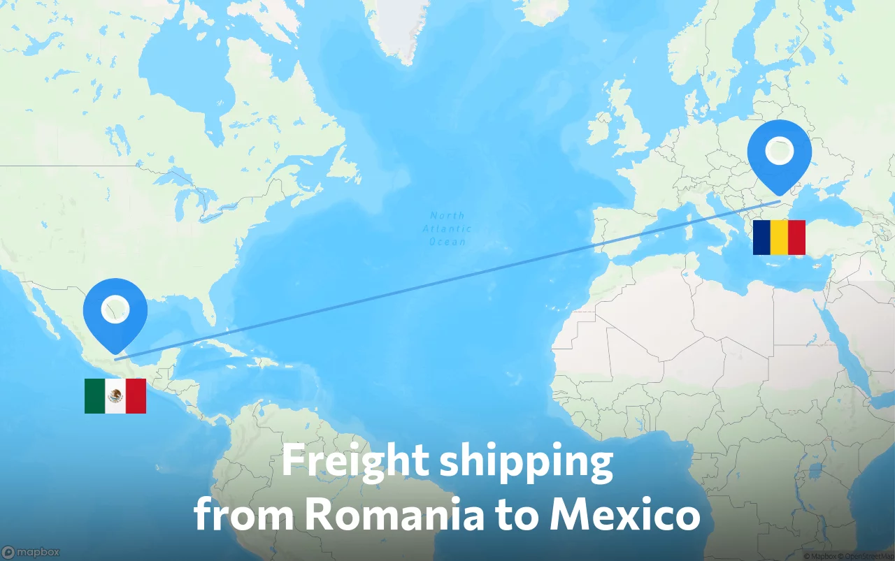 Shipping route from Romania to Mexico