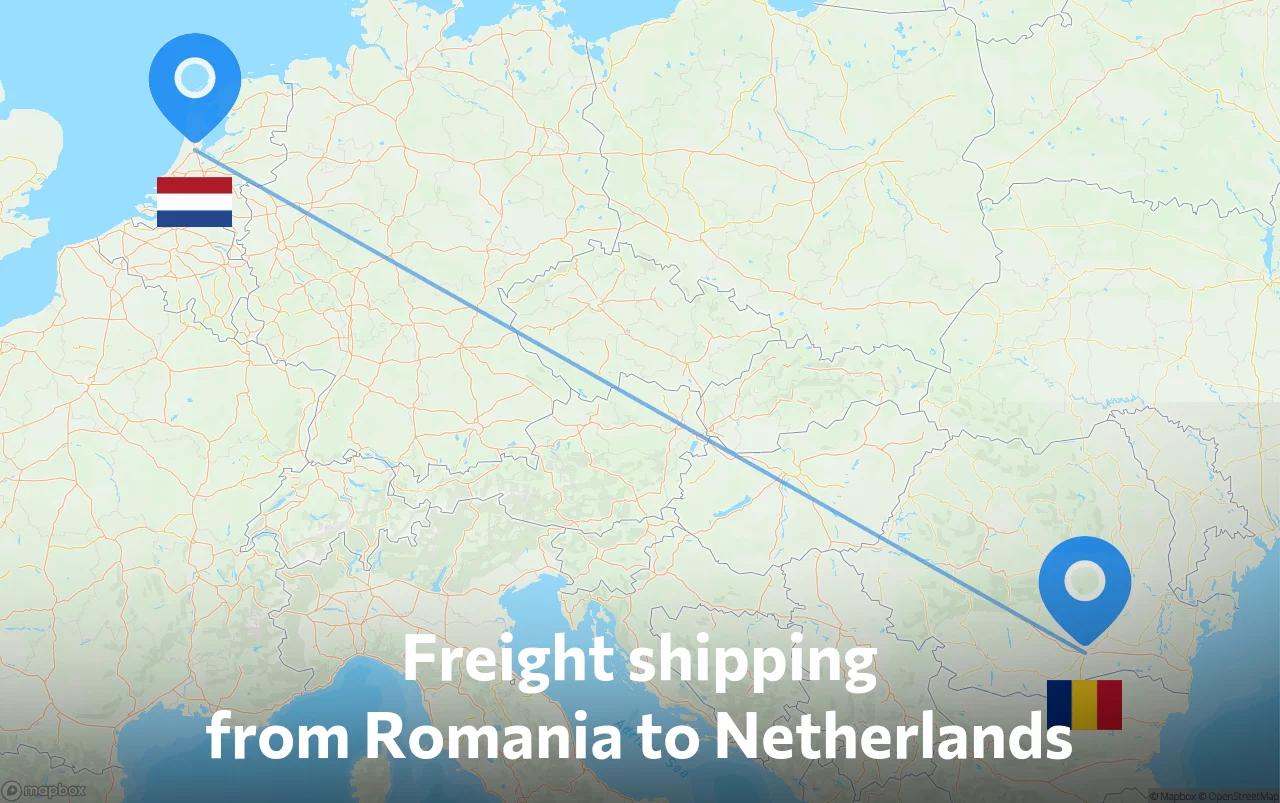 Shipping route from Romania to Netherlands