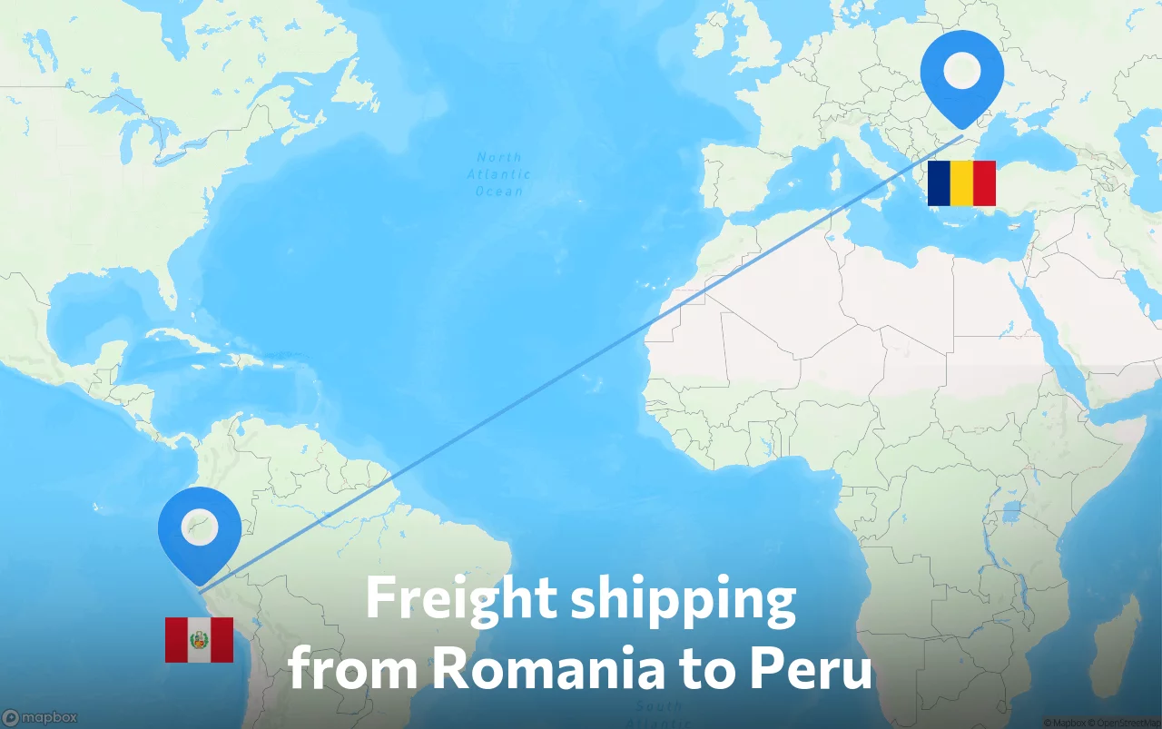 Shipping route from Romania to Peru