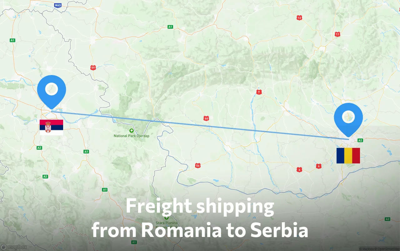 Shipping route from Romania to Serbia