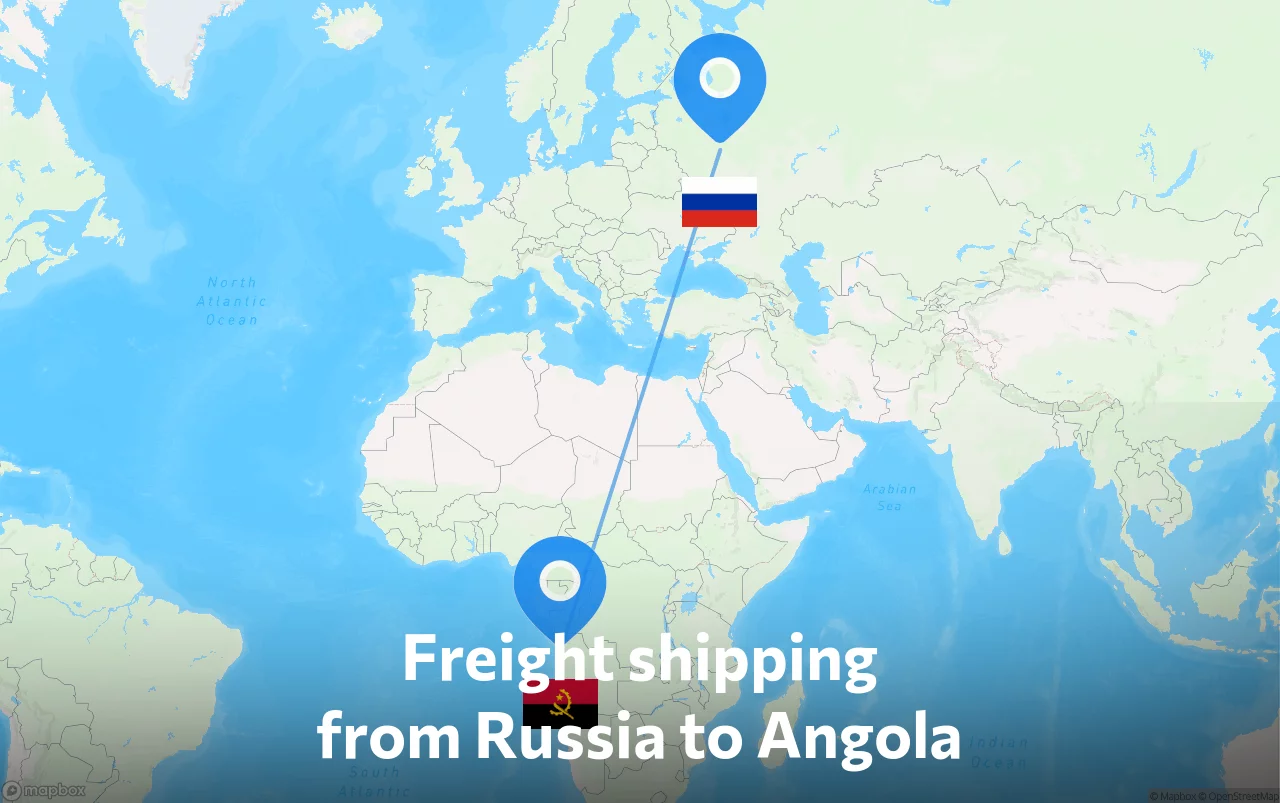 Shipping route from Russia to Angola