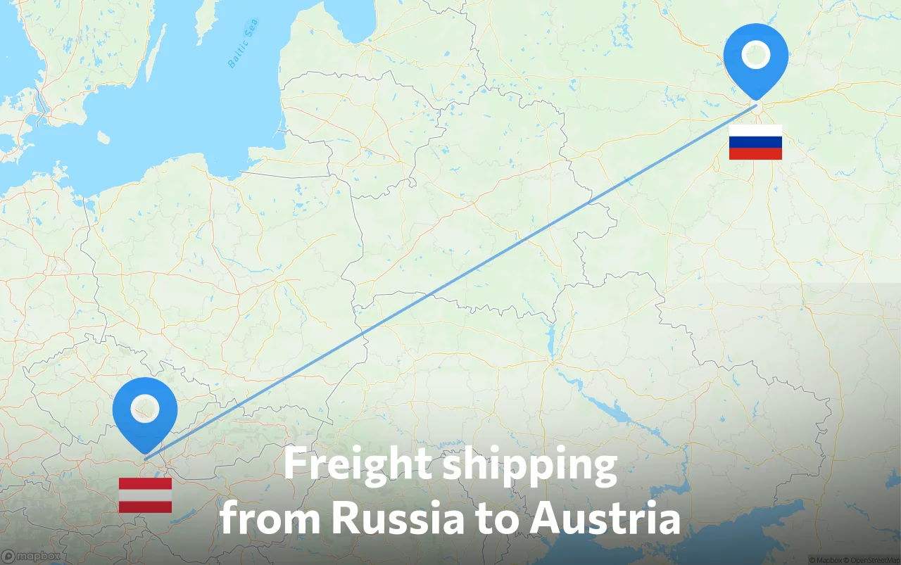 Shipping route from Russia to Austria