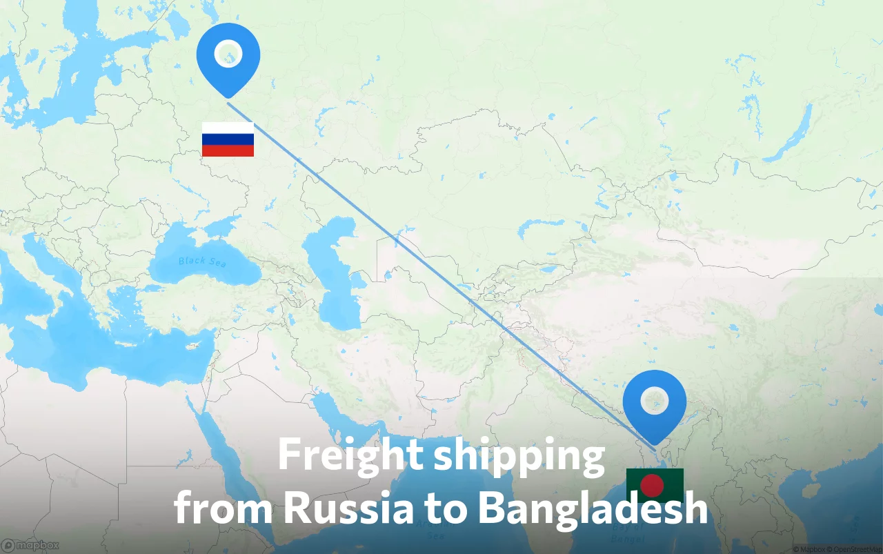 Shipping route from Russia to Bangladesh