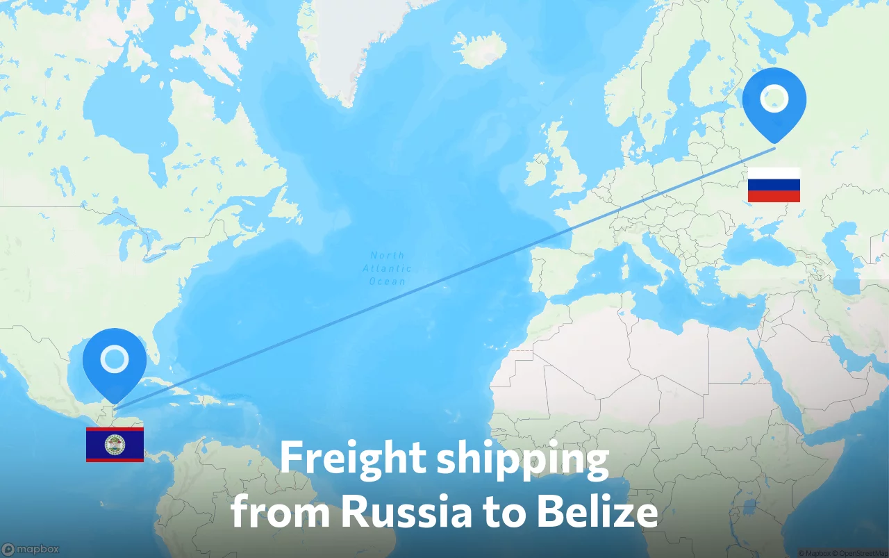 Shipping route from Russia to Belize