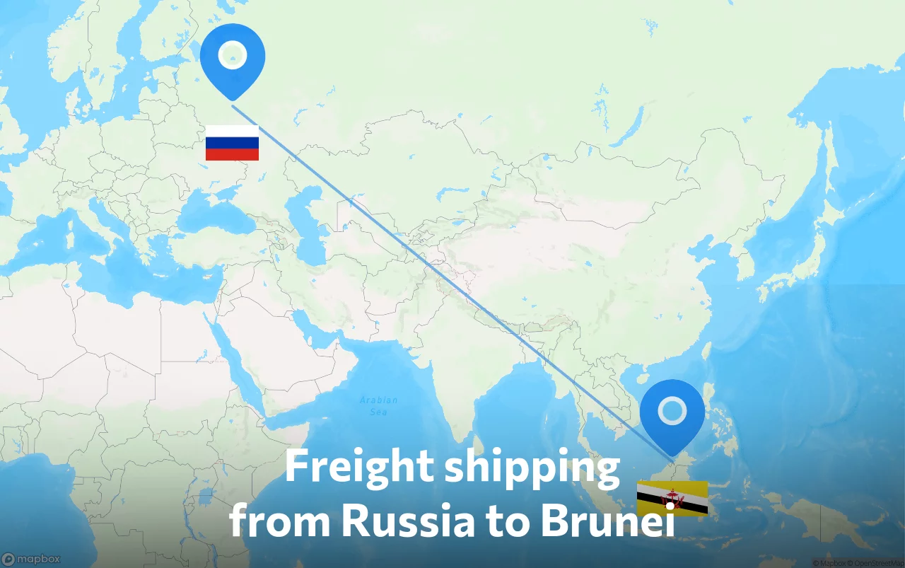 Shipping route from Russia to Brunei