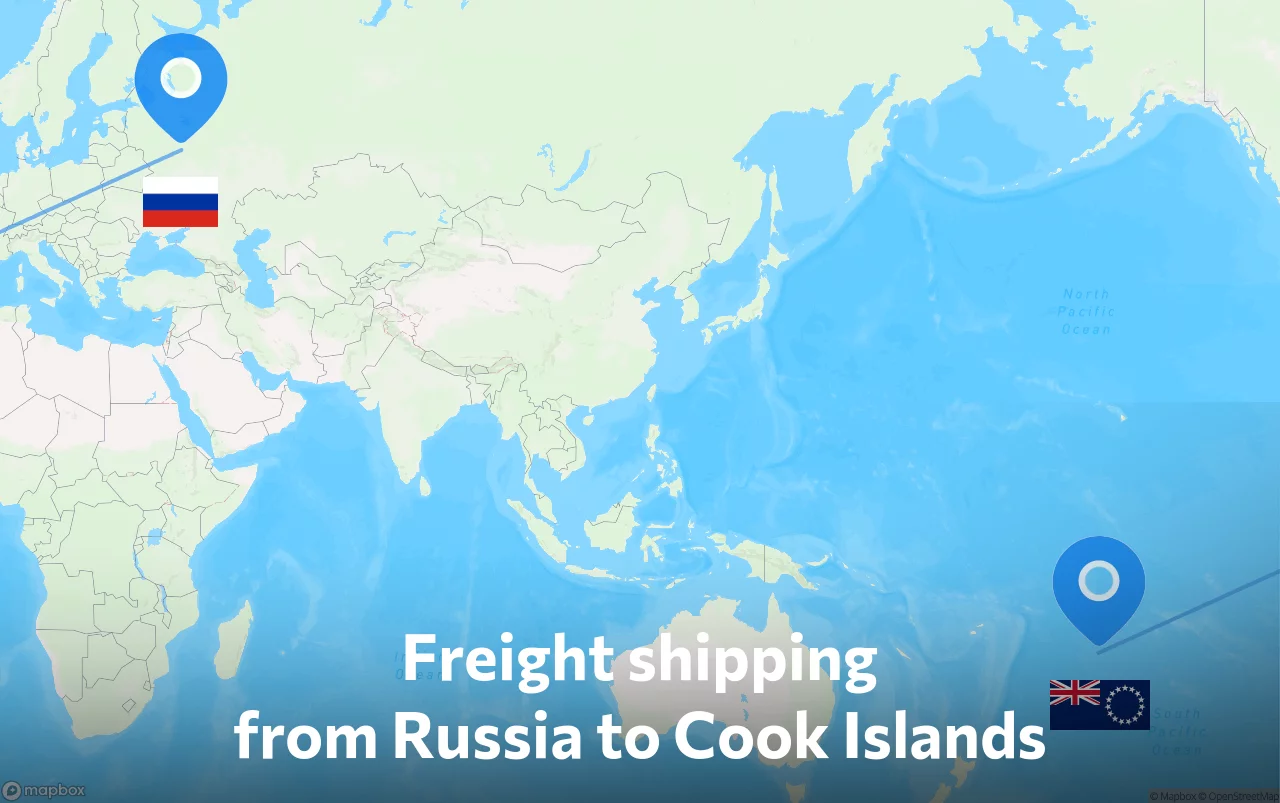 Shipping route from Russia to Cook Islands