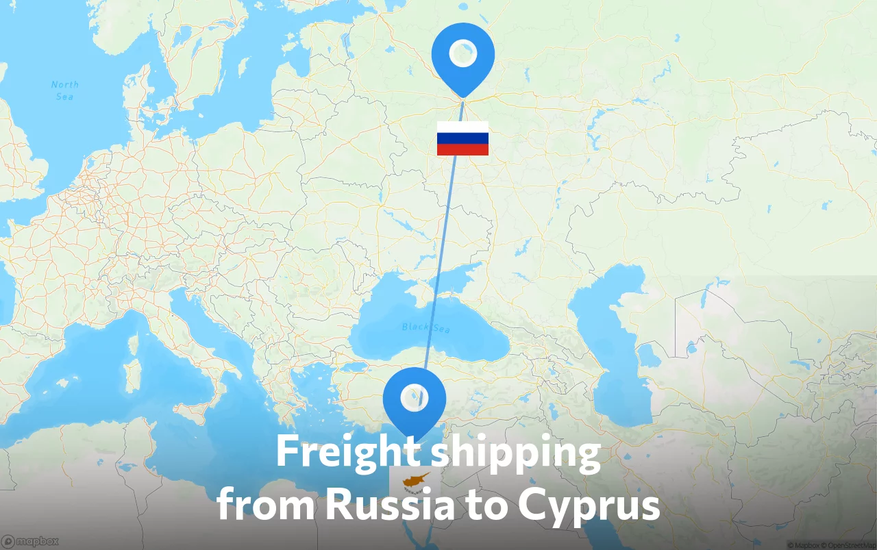 Shipping route from Russia to Cyprus