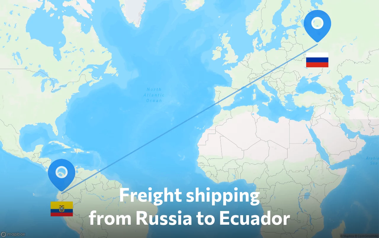 Shipping route from Russia to Ecuador