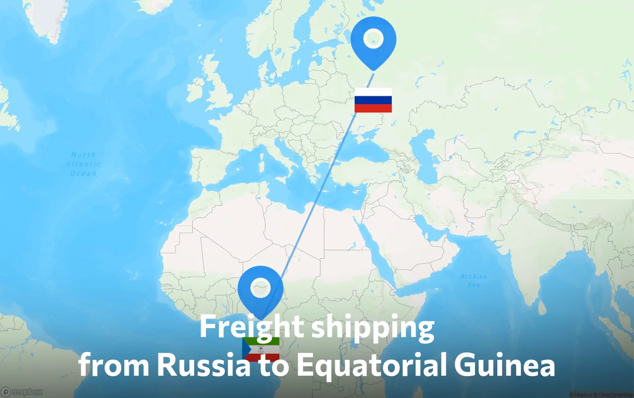 Shipping route from Russia to Equatorial Guinea
