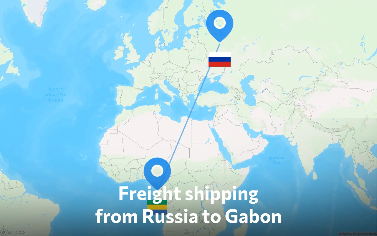 Shipping route from Russia to Gabon