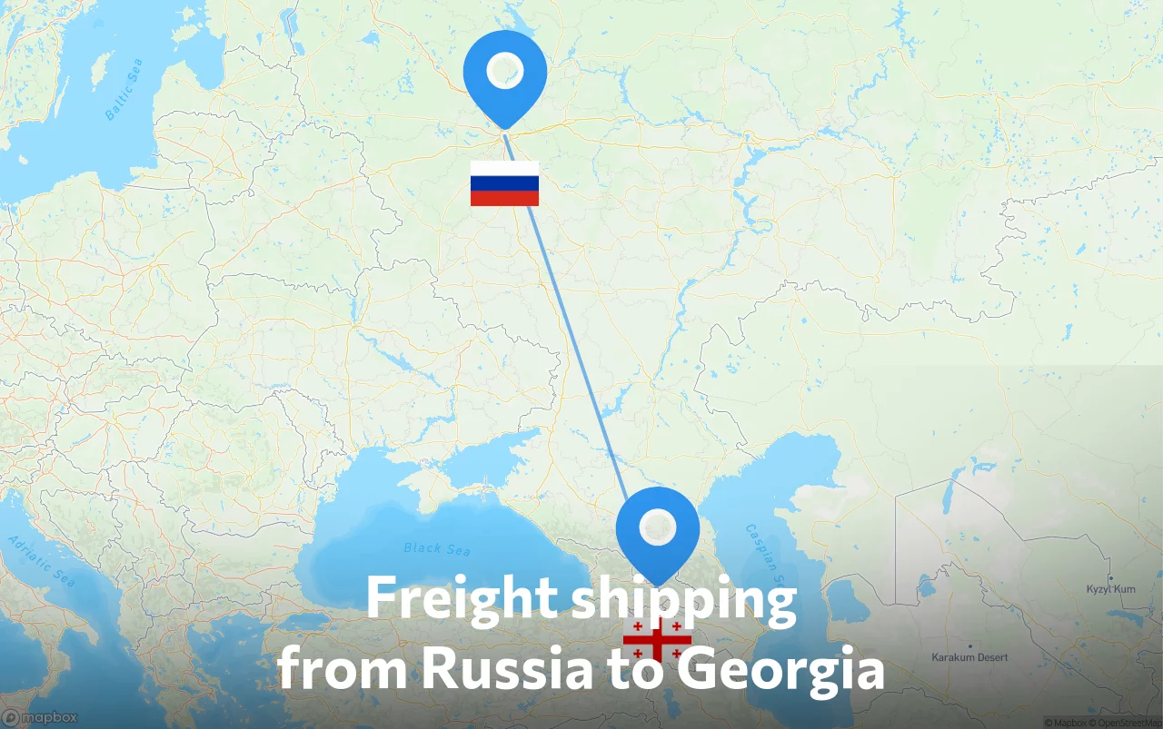 Shipping route from Russia to Georgia