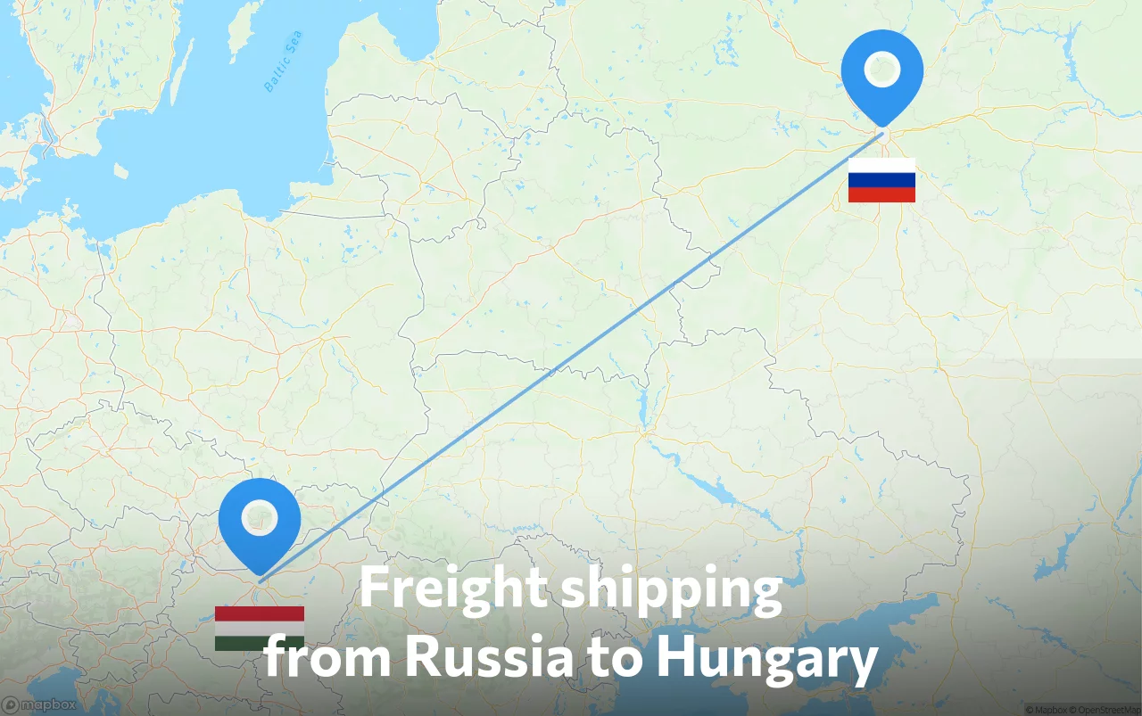 Shipping route from Russia to Hungary