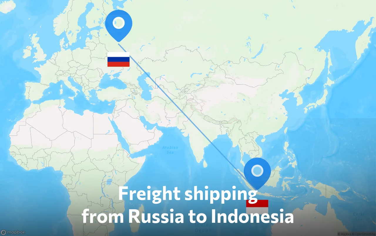 Shipping route from Russia to Indonesia
