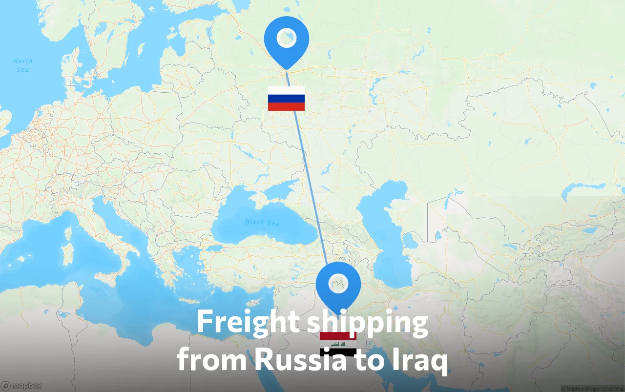 Shipping route from Russia to Iraq