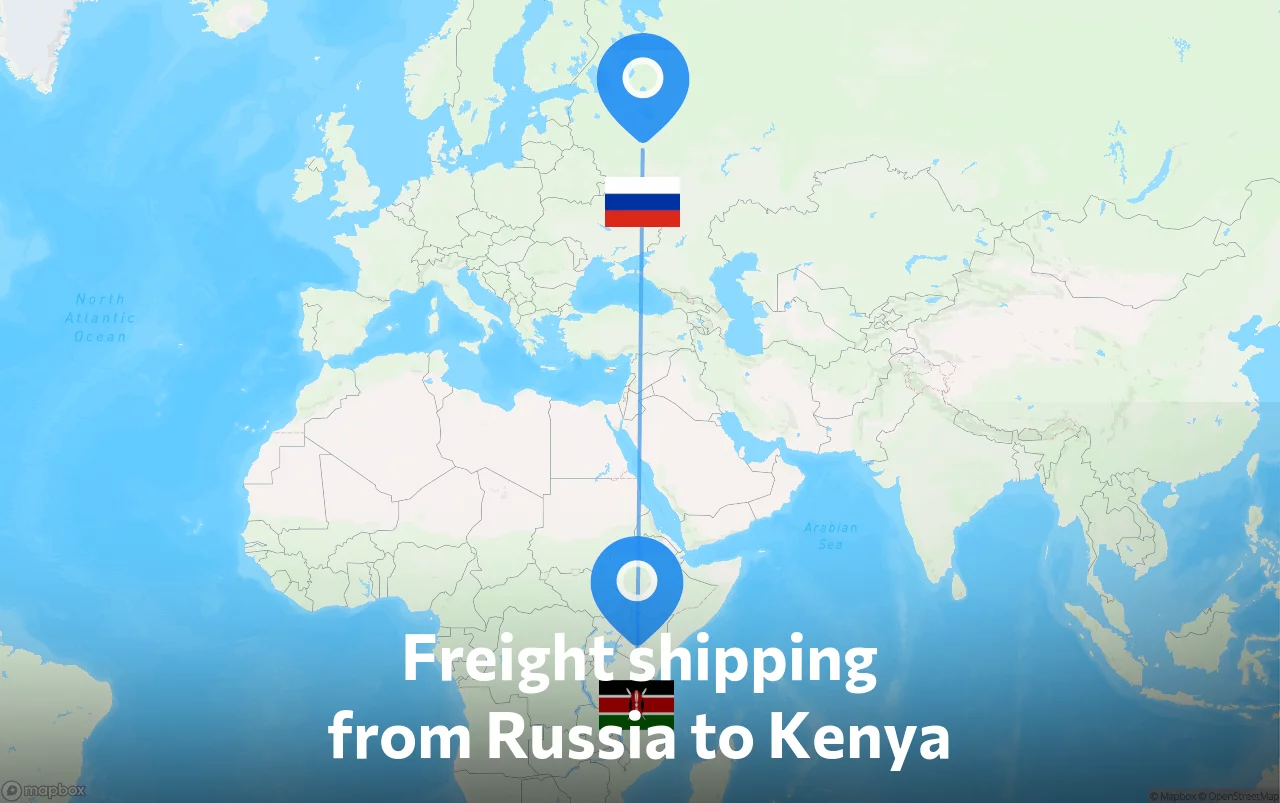 Shipping route from Russia to Kenya