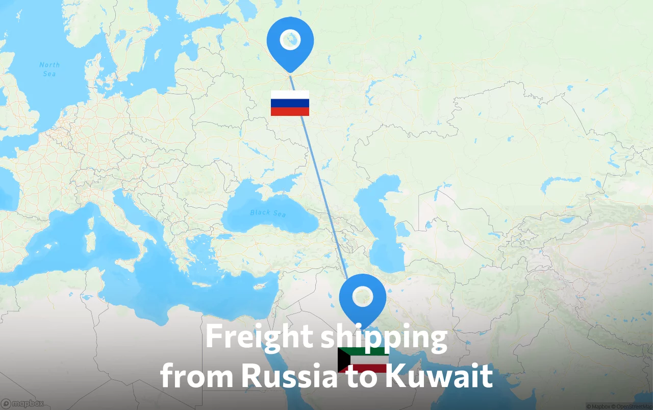 Shipping route from Russia to Kuwait