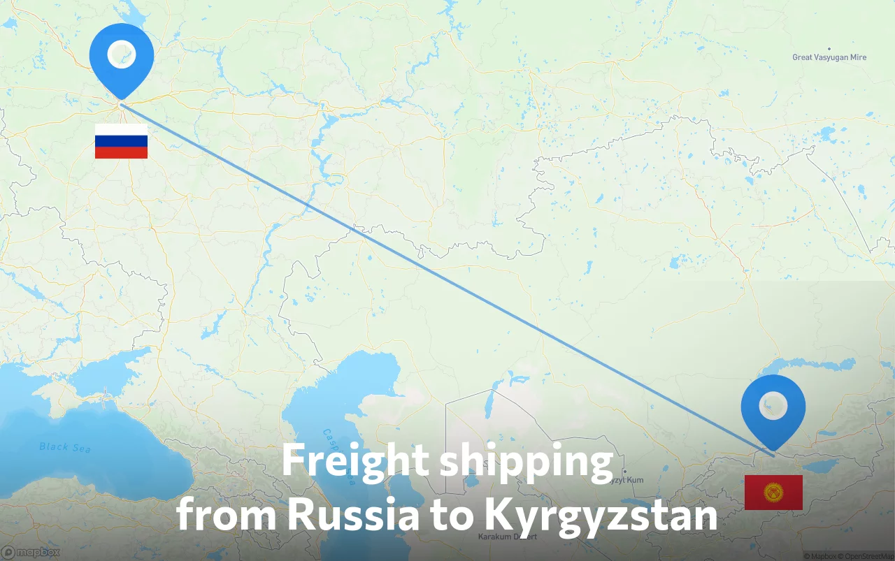 Shipping route from Russia to Kyrgyzstan