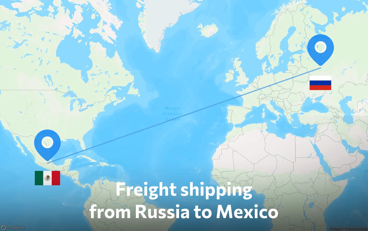 Shipping route from Russia to Mexico
