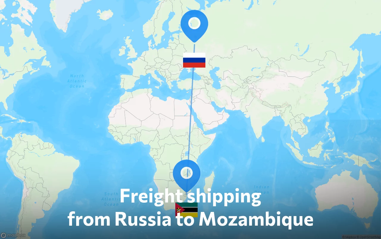 Shipping route from Russia to Mozambique