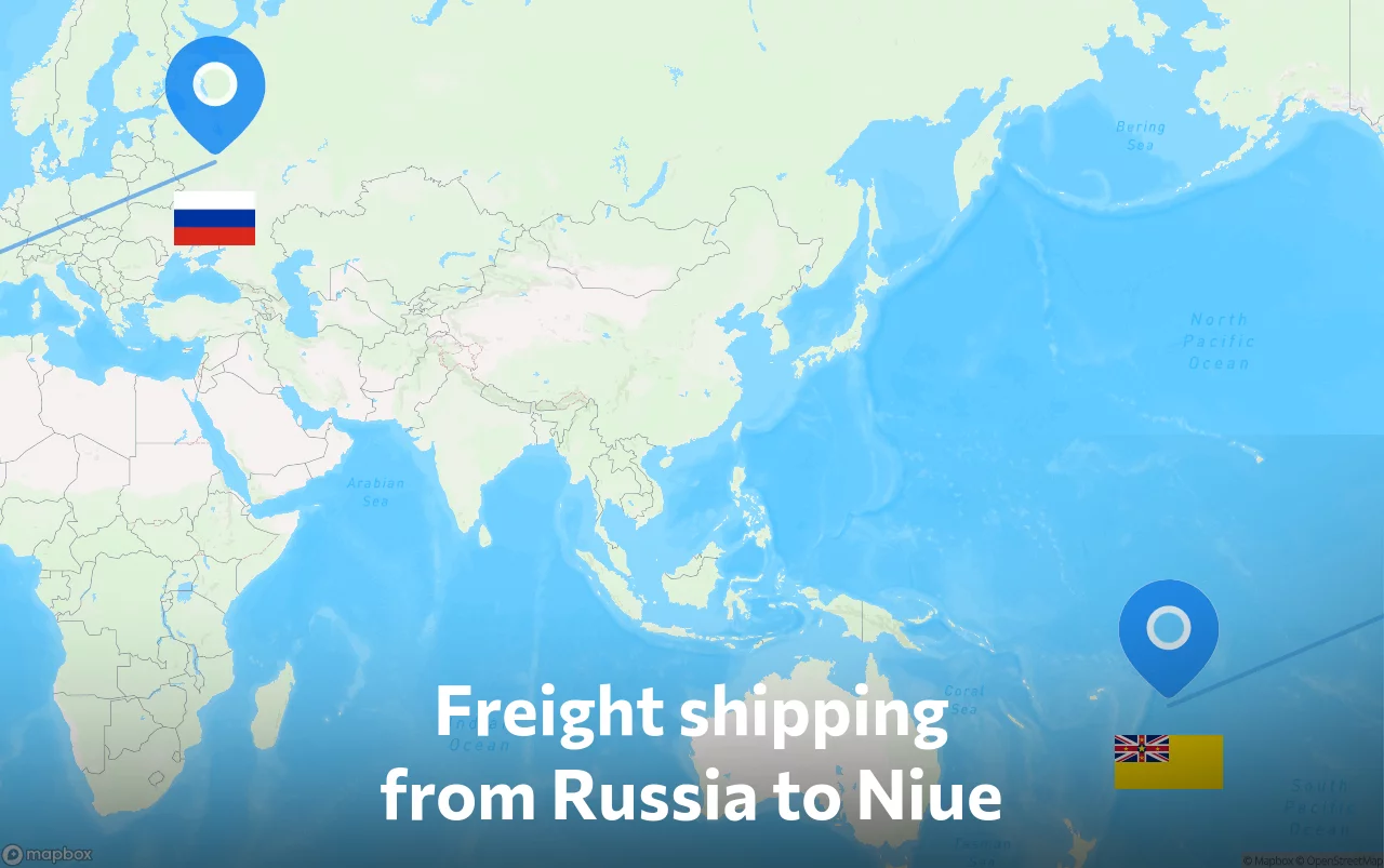 Shipping route from Russia to Niue