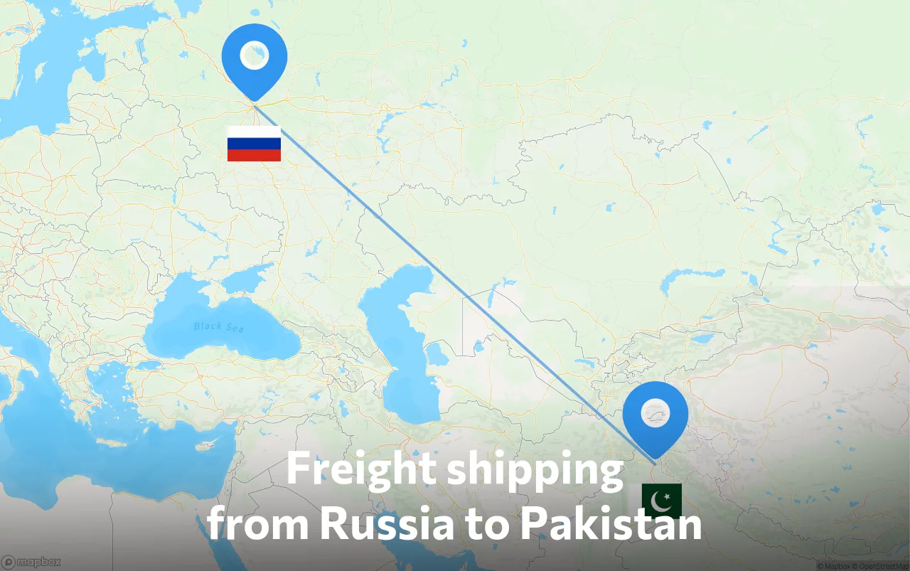 Shipping route from Russia to Pakistan