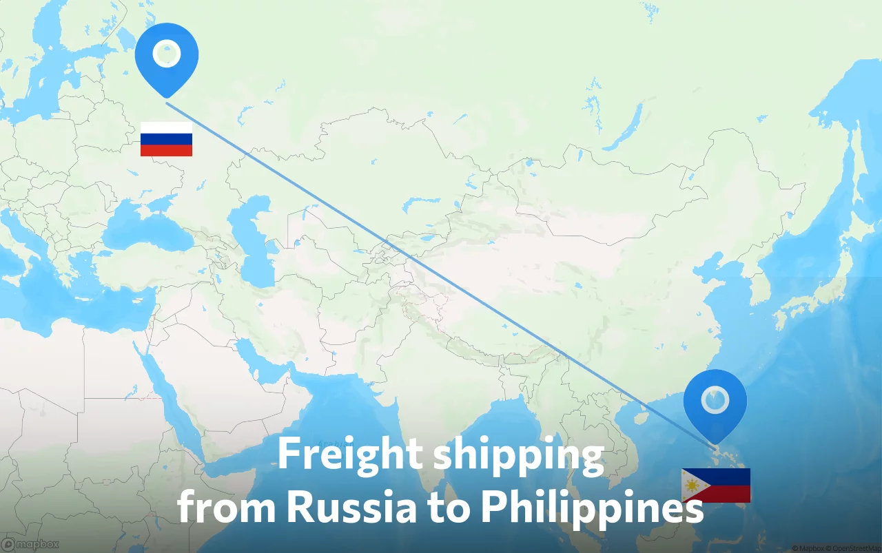 Shipping route from Russia to Philippines