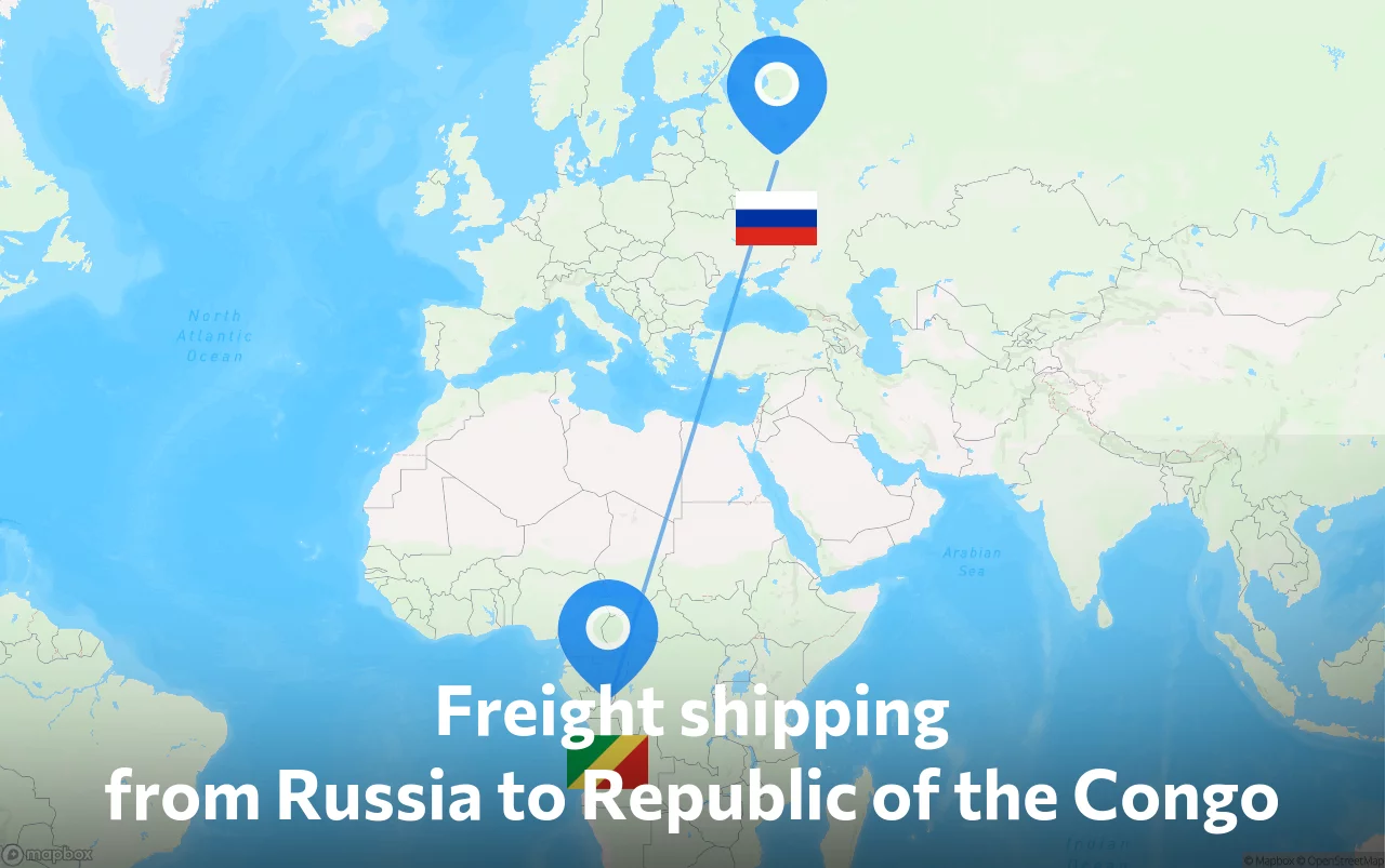Shipping route from Russia to Republic of the Congo