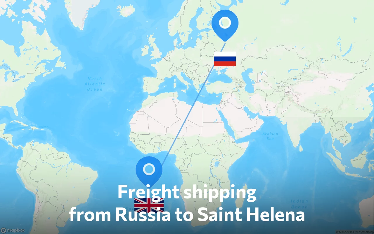 Shipping route from Russia to Saint Helena