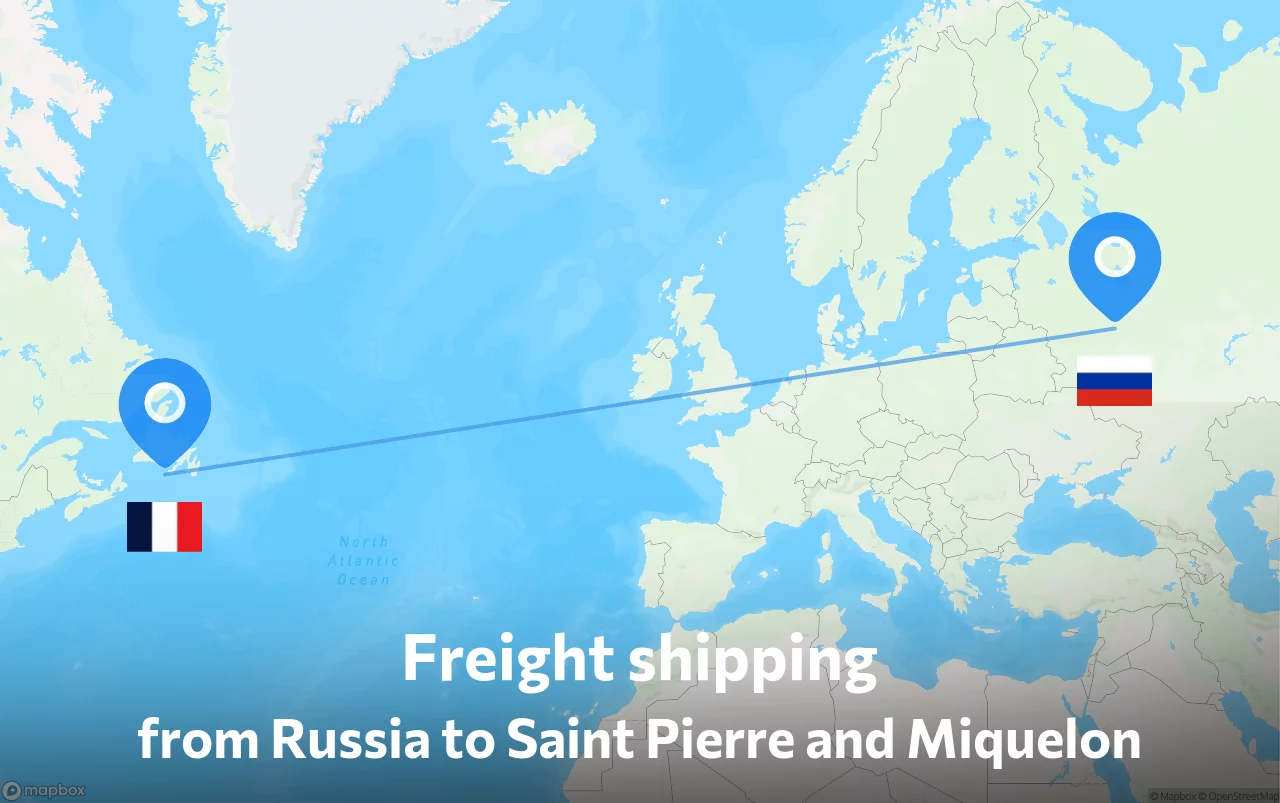 Shipping route from Russia to Saint Pierre and Miquelon