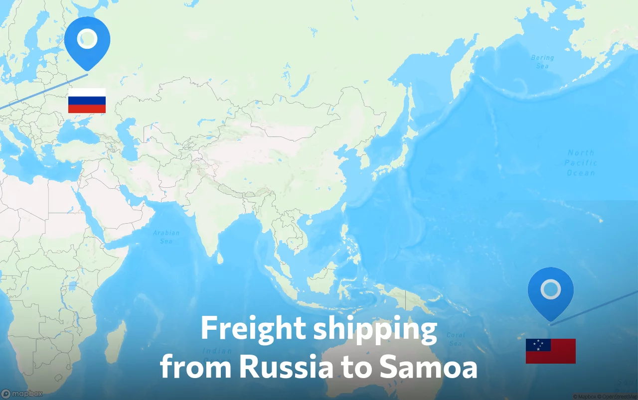 Shipping route from Russia to Samoa