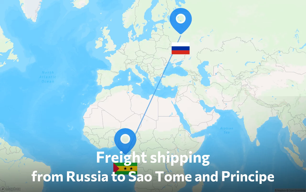 Shipping route from Russia to Sao Tome and Principe