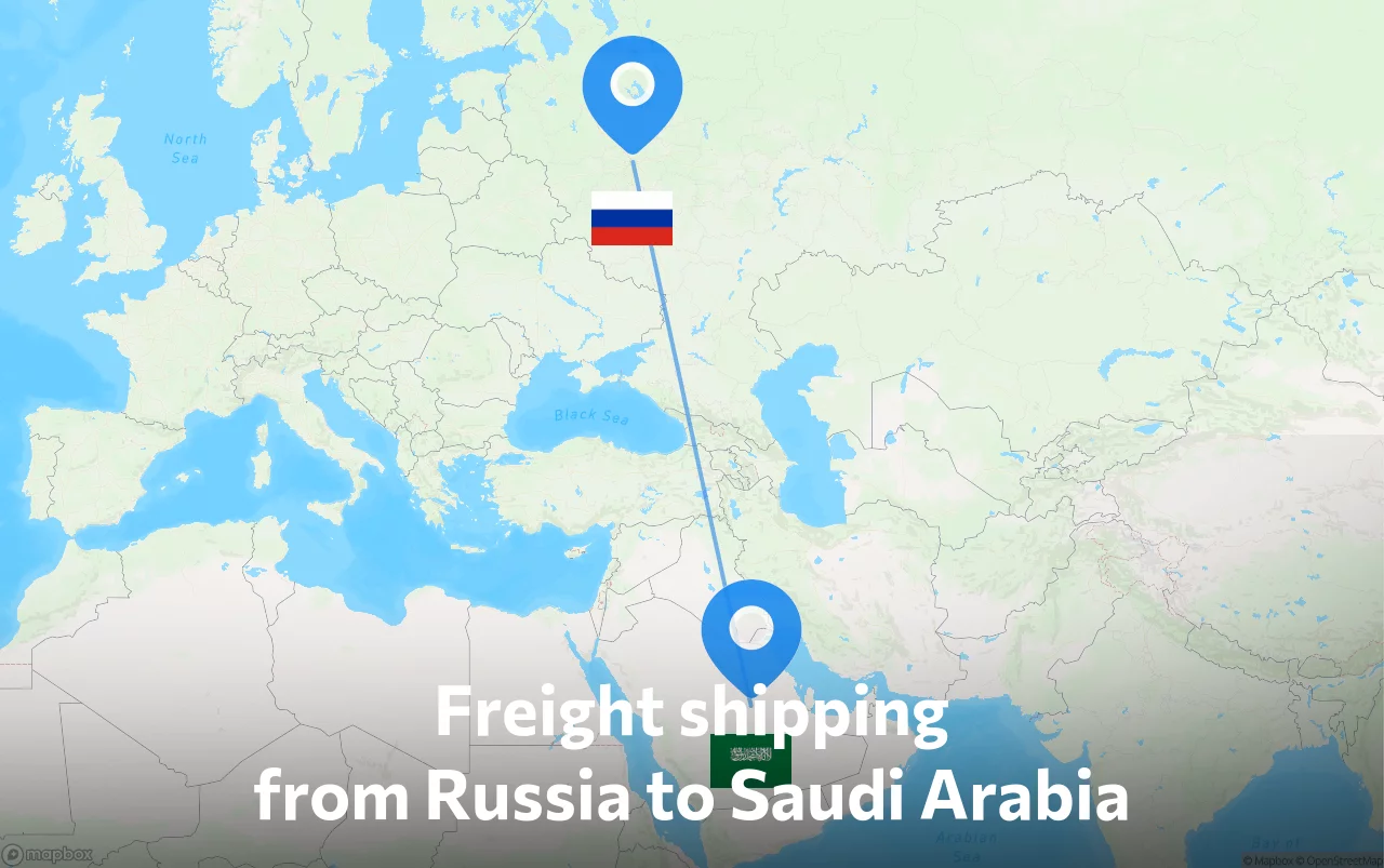 Shipping route from Russia to Saudi Arabia