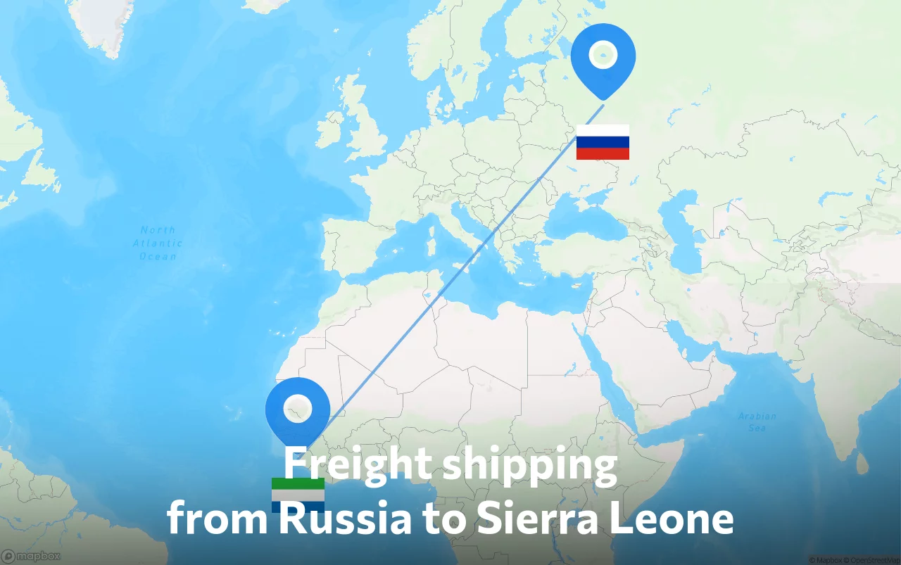 Shipping route from Russia to Sierra Leone