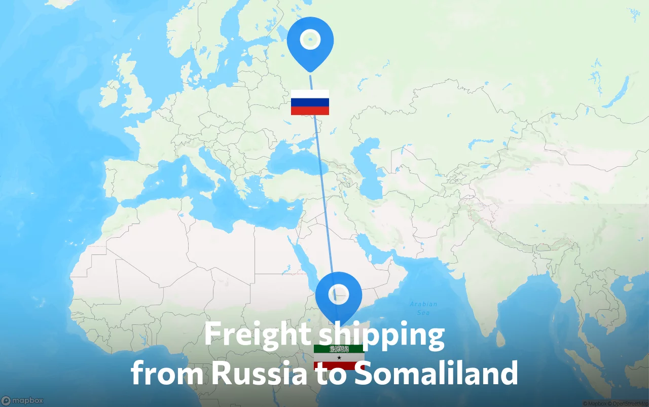 Shipping route from Russia to Somaliland