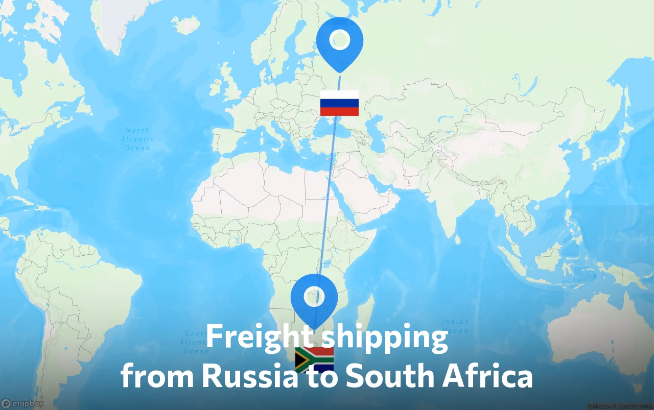 Shipping route from Russia to South Africa