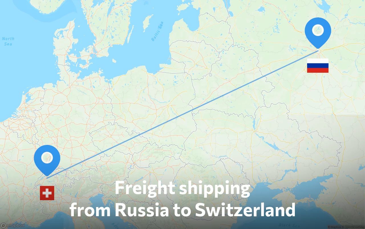 Shipping route from Russia to Switzerland
