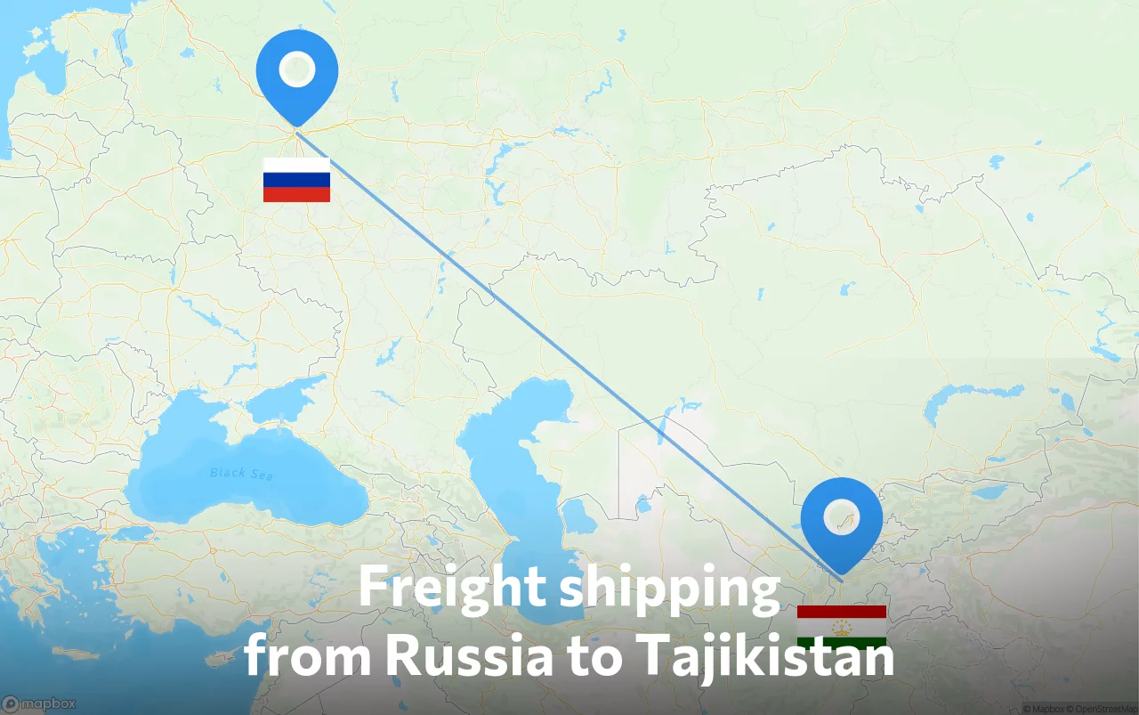 Shipping route from Russia to Tajikistan