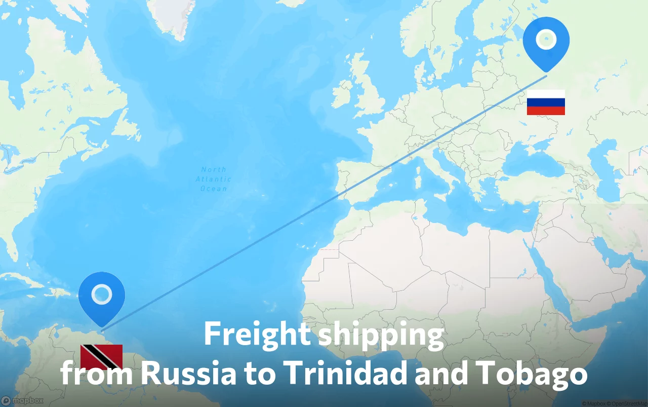 Shipping route from Russia to Trinidad and Tobago