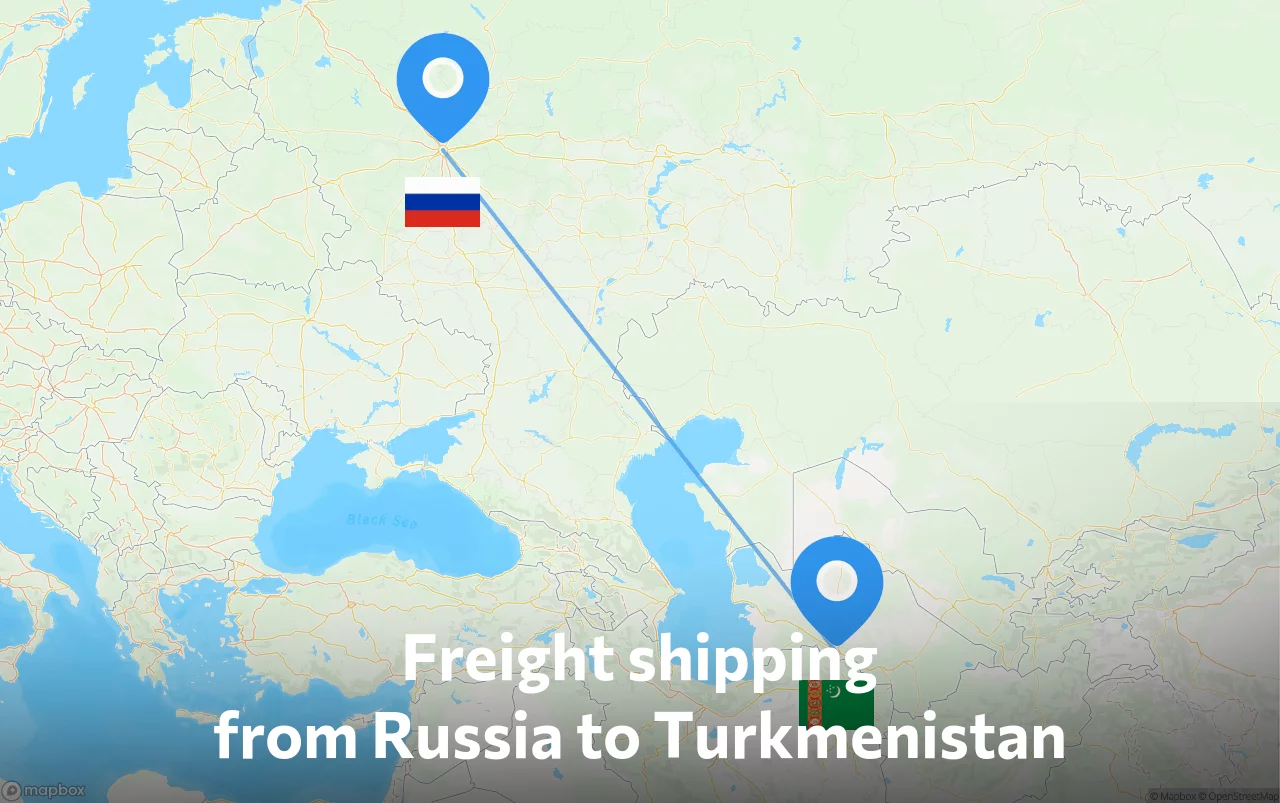 Shipping route from Russia to Turkmenistan