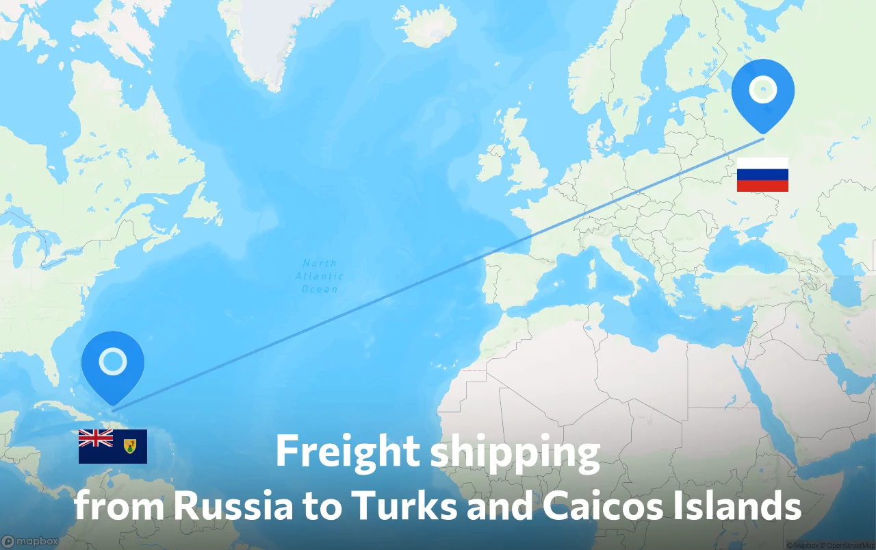 Shipping route from Russia to Turks and Caicos Islands